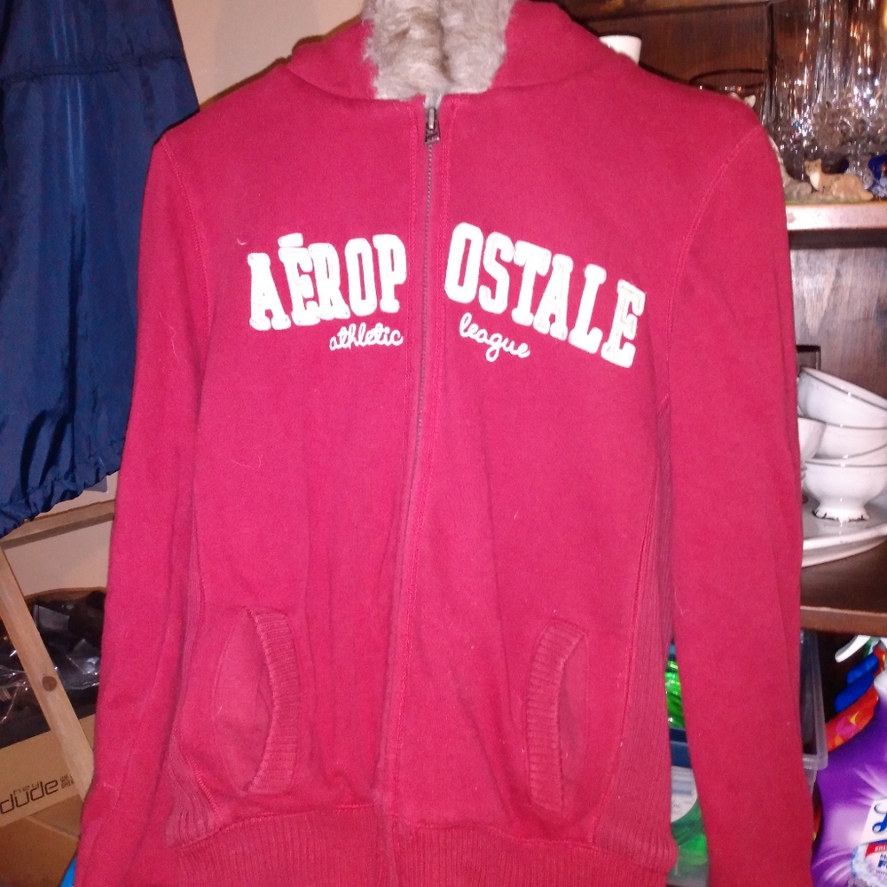 Red Aeropostale fur lined hoodie